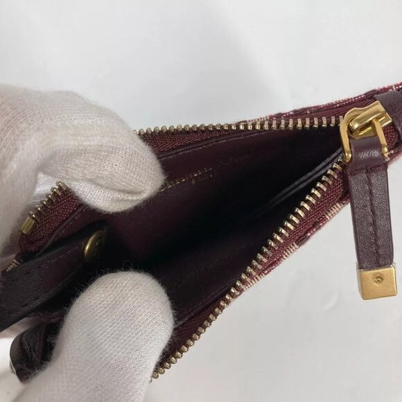 Auth Dior Oblique saddle Wallet Coin Compartment coin purse Canvas/Leather wine- - Picture 9 of 12